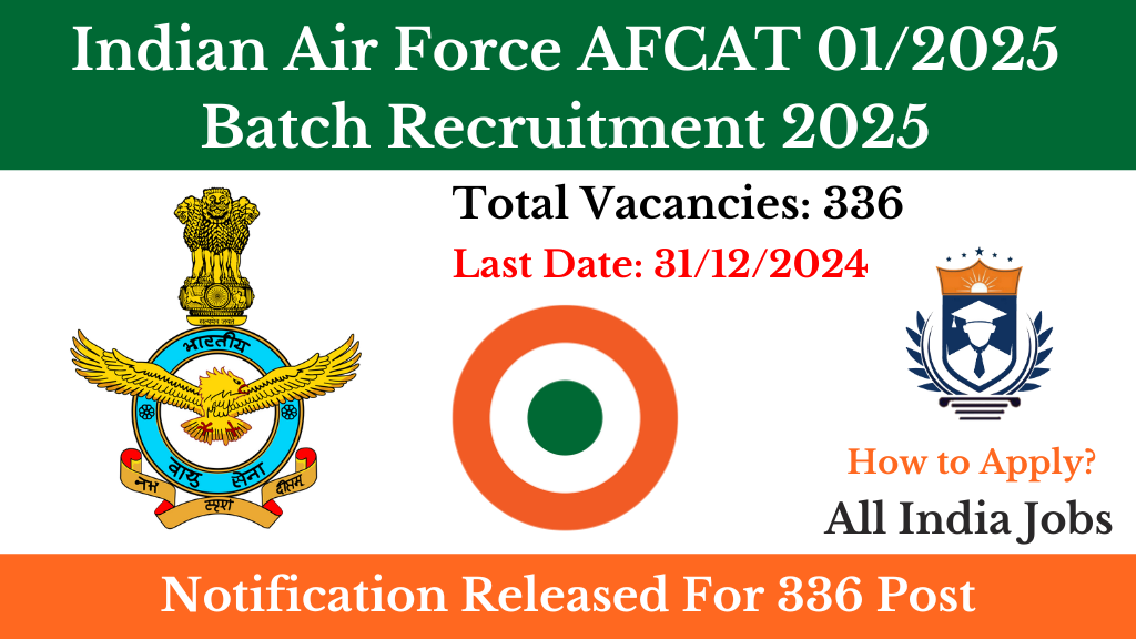 Indian Air force AFCAT Recruitment 2024 for 336 Post.