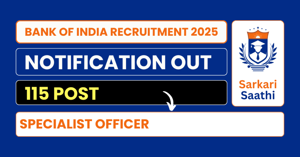 Bank of India Specialist Officer Recruitment 2025